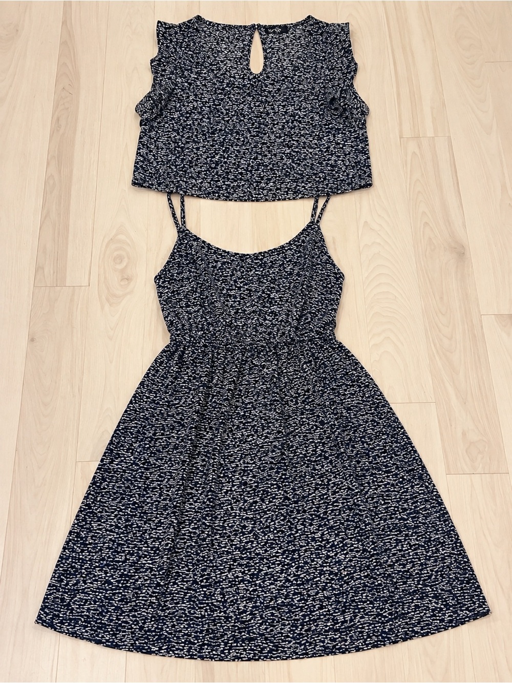 Girls Navy Floral Two-Piece Dress Set